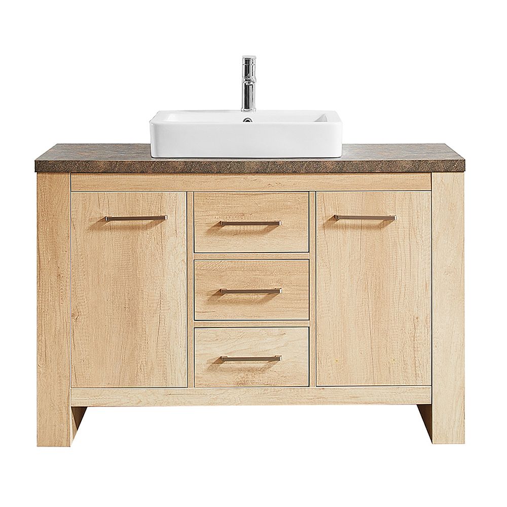 Vinnova Alpine 48 Inch Single Vanity In Glacier Canyon Oak With White Vessel Sink Without The Home Depot Canada
