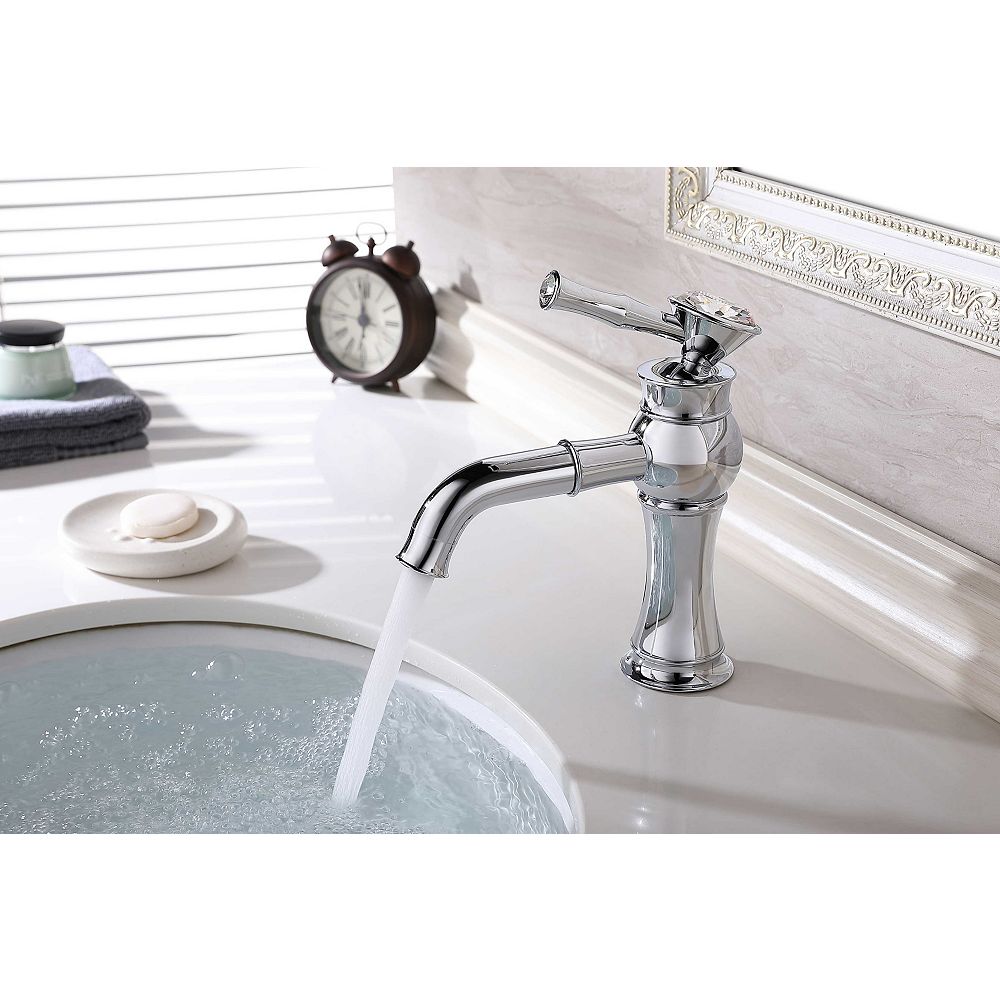 LUKX Splash Zuzia Single Handle Chrome Bathroom Faucet with Crystals