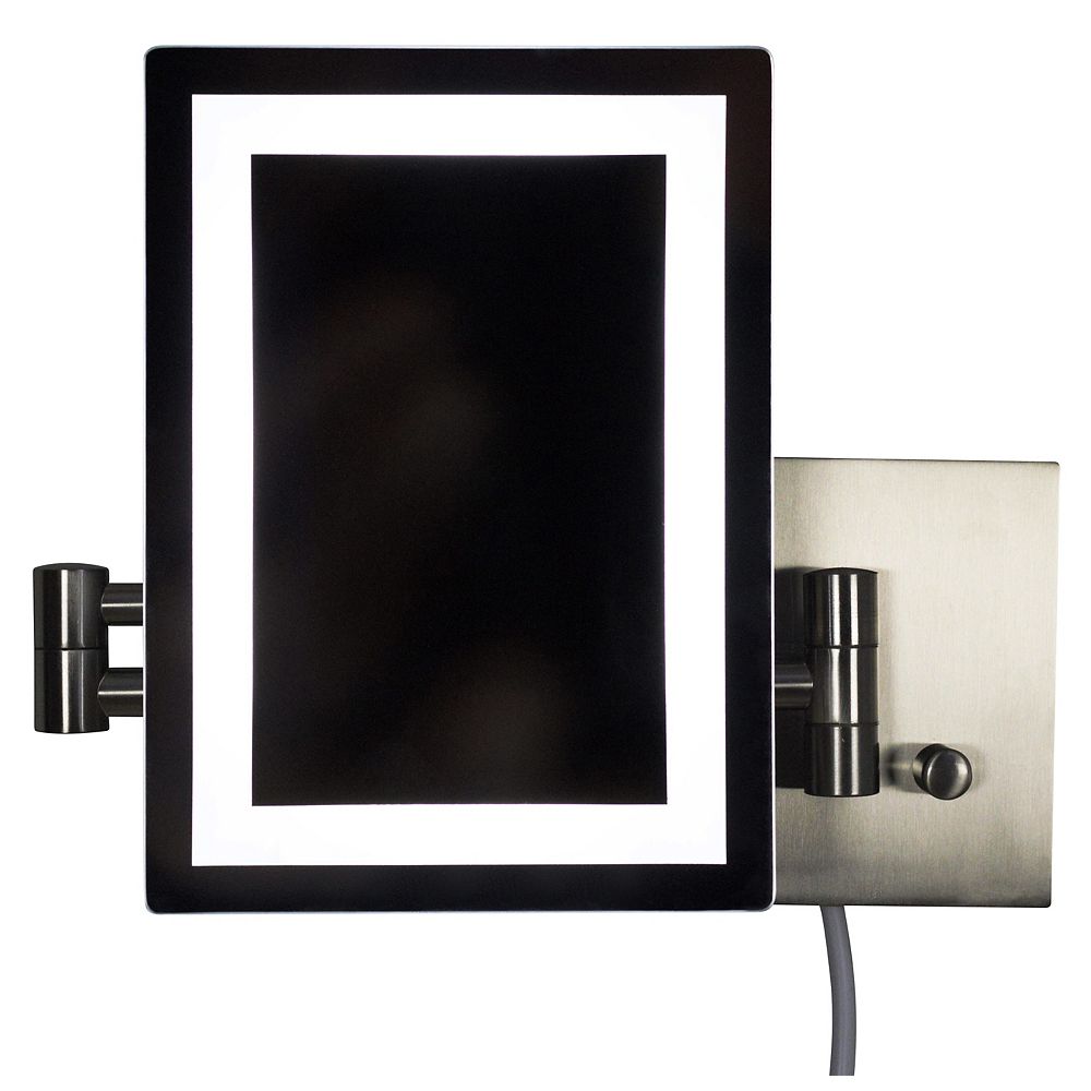 American Imaginations 17 44 Miroir Grossissant Mural A Led En Laiton Et A Led En Nickel B Home Depot Canada