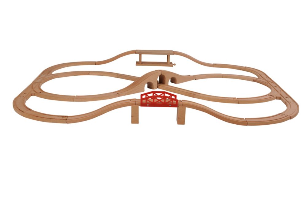 wooden train track set