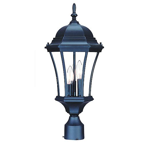 Acclaim Bryn Mawr Collection Post-Mount 3-Light Outdoor Matte Black Light Fixture