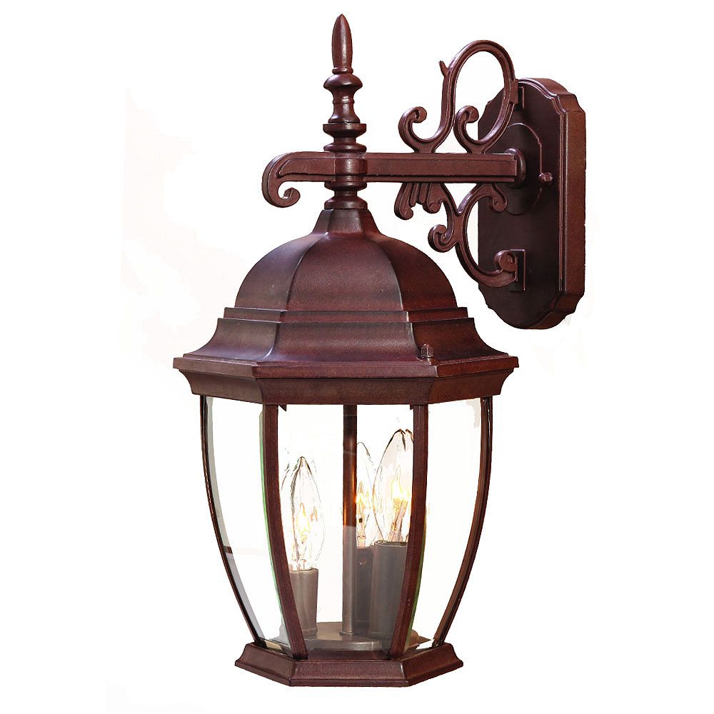 Acclaim Wexford Collection Wall Mount 3 Light Outdoor Burled Walnut Fixture The Home Depot Canada Outdoor Burled Walnut Light Fixture, Outdoor Lighting Wall Mount Plate