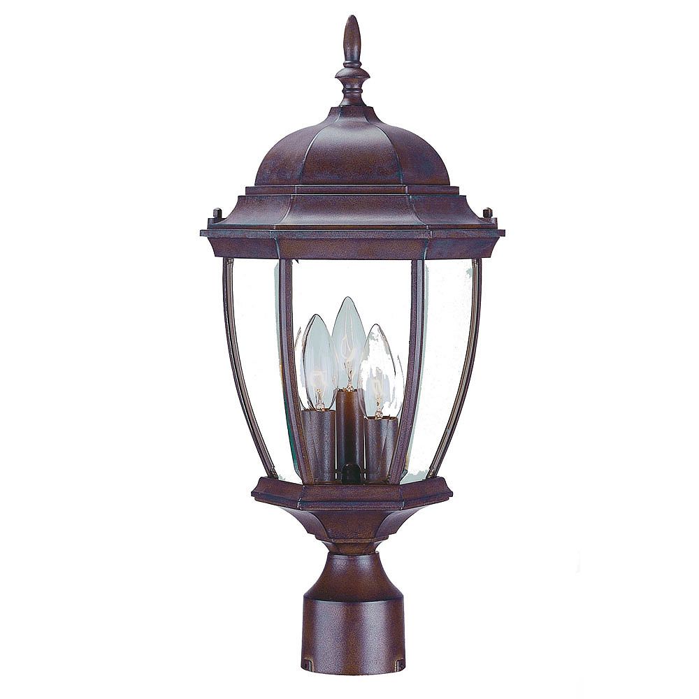 Acclaim Wexford Collection PostMount 3Light Outdoor Burled Walnut