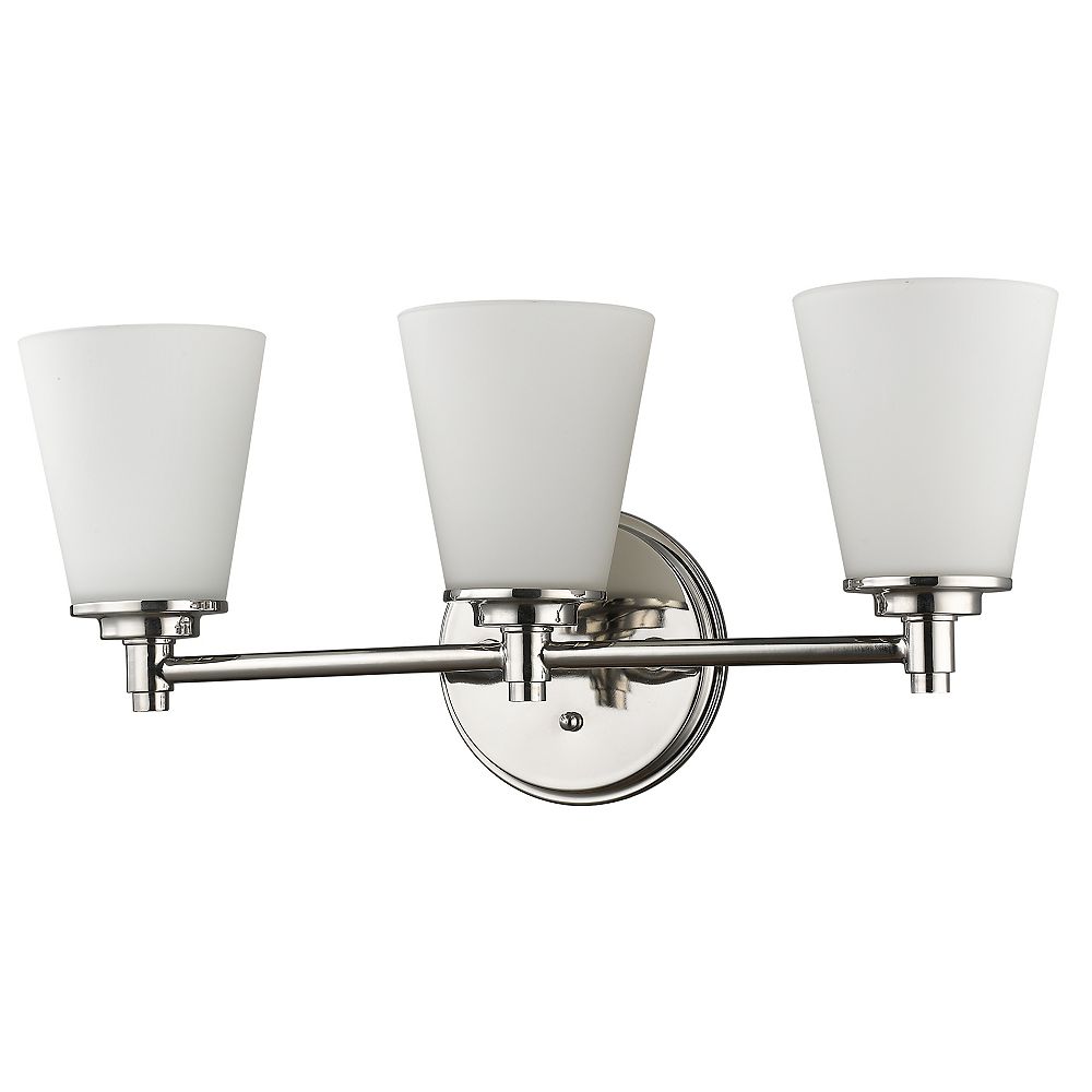Acclaim Conti Indoor 3Light Bath W/Glass Shades In Polished Nickel