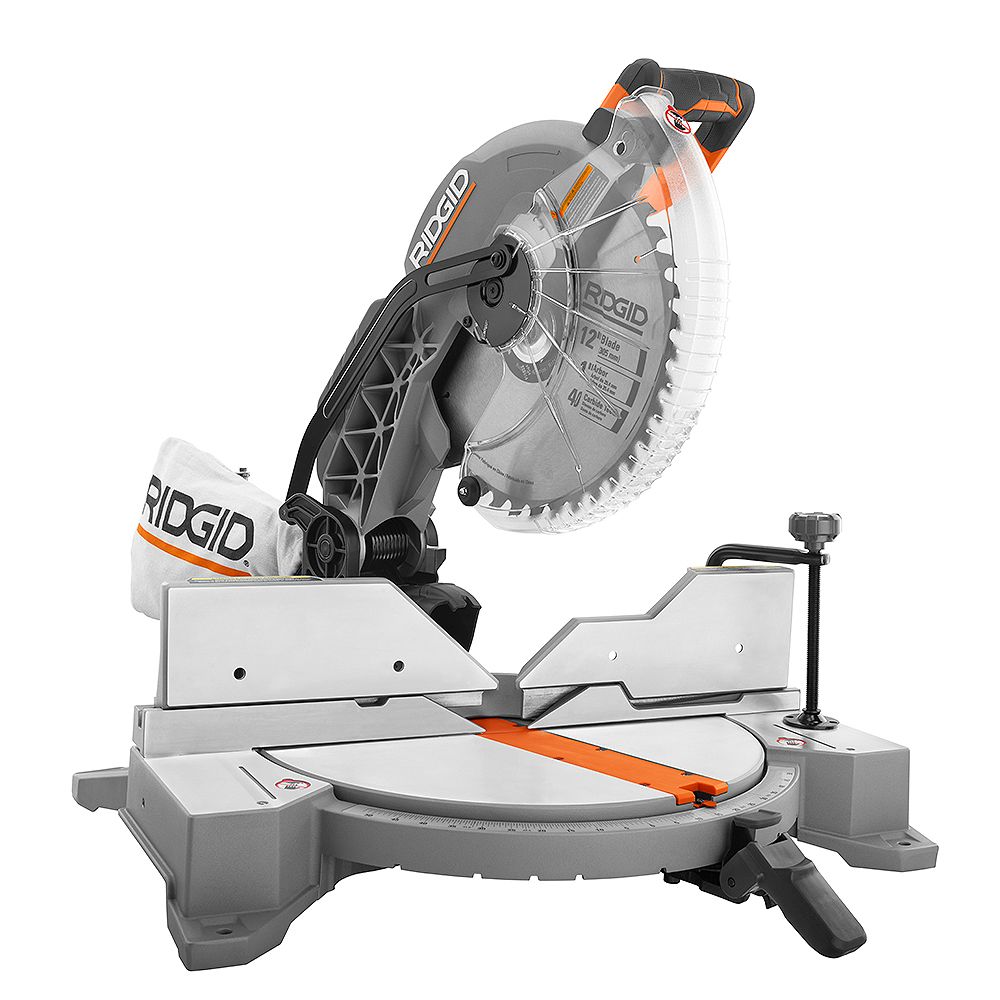 RIDGID Scie à onglets à double biseau de 12 pouces avec cordon de 15 ampères et LED Home Depot RIDGID Scie à onglets à double biseau de 12 pouces avec cordon de 15 ampères et LED Home Depot