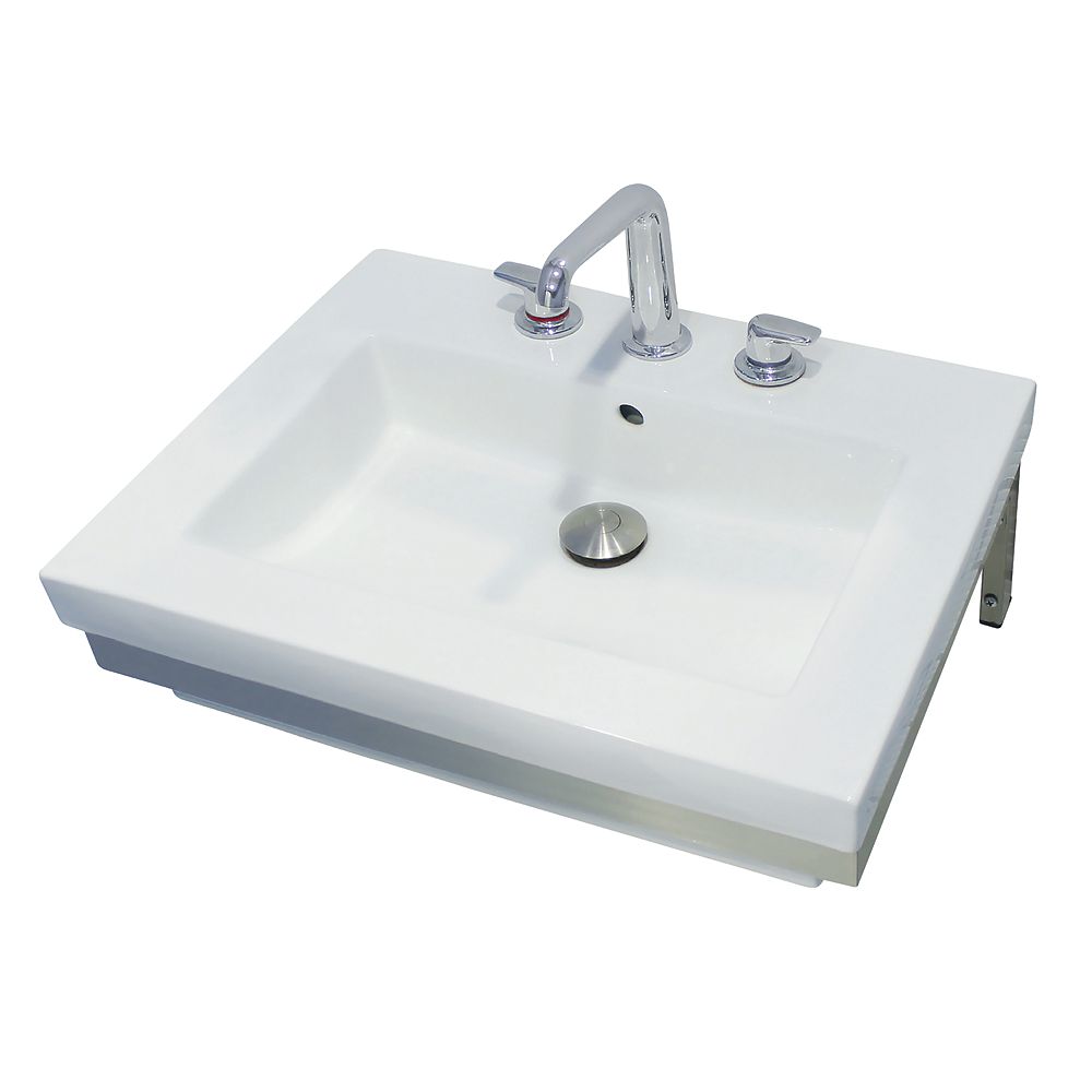 Decolav Ciera WallMount Rectangular Lavatory With Stainless Steel