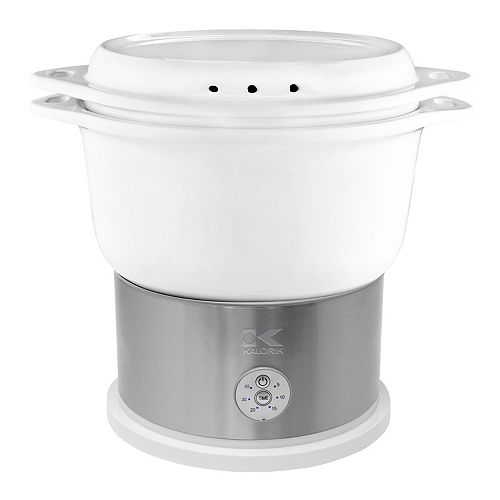 White Ceramic Steamer with Steaming Rack