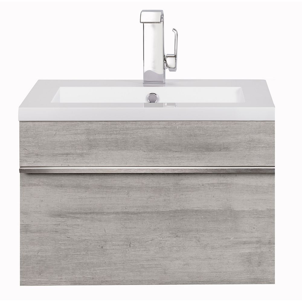 Cutler Kitchen Bath Trough Collection 24 Inch Wall Mount Modern Bathroom Vanity Soho The Home Depot Canada