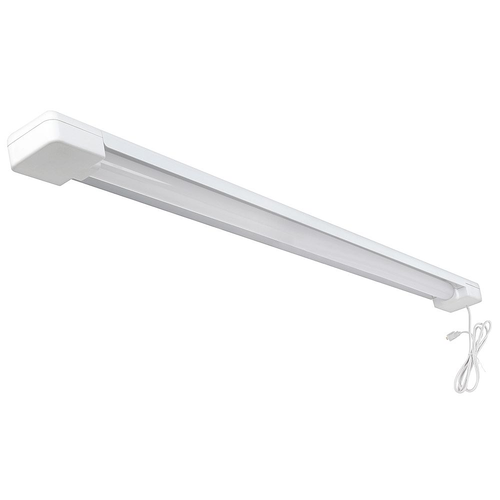 Commercial Electric 3 Ft 1 Light 4000k White Integrated Led Shop Light With 5 Ft Power The Home Depot Canada