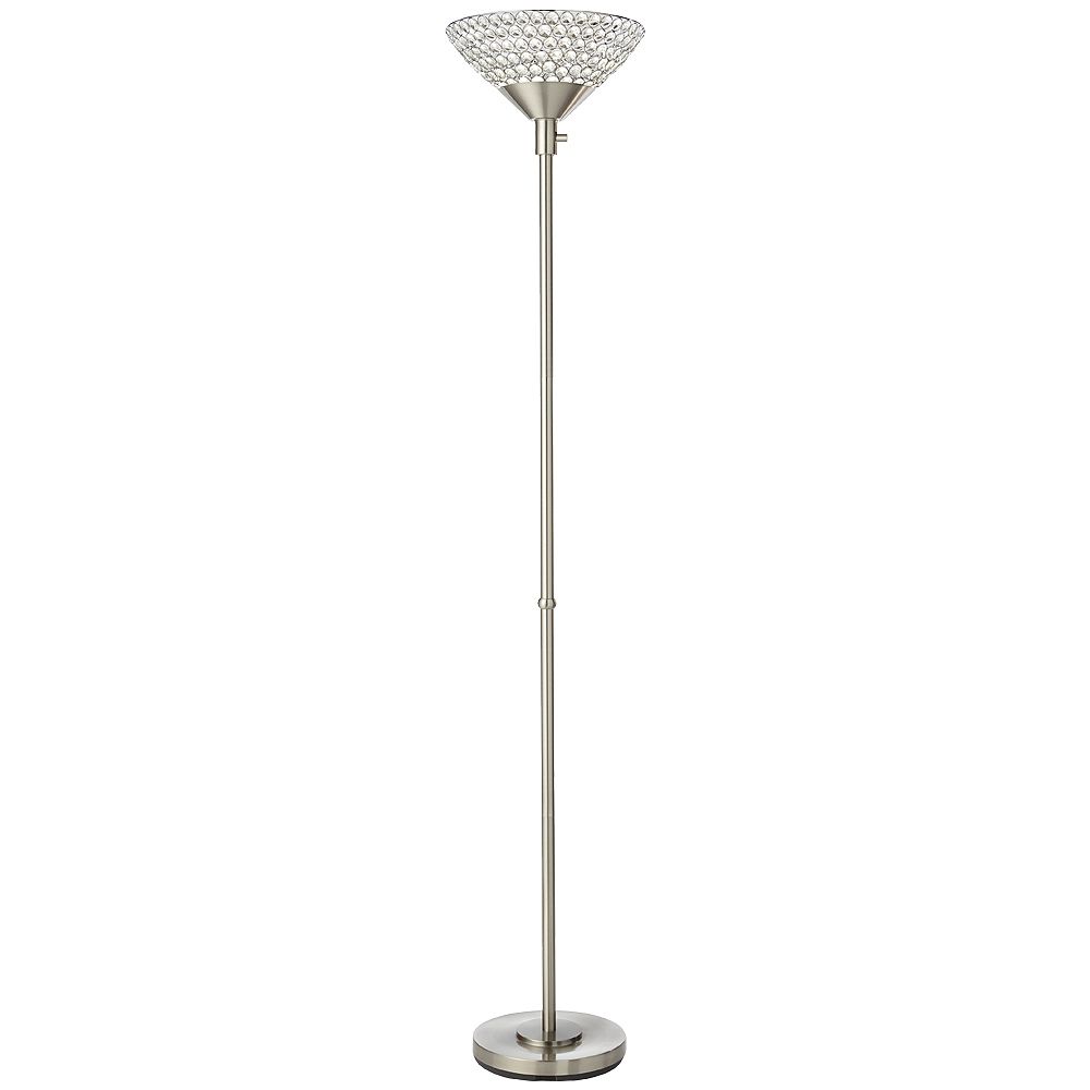 Home Decorators Collection 71 Inch Brushed Nickel And Crystal Led Floor Lamp The Home Depot Canada
