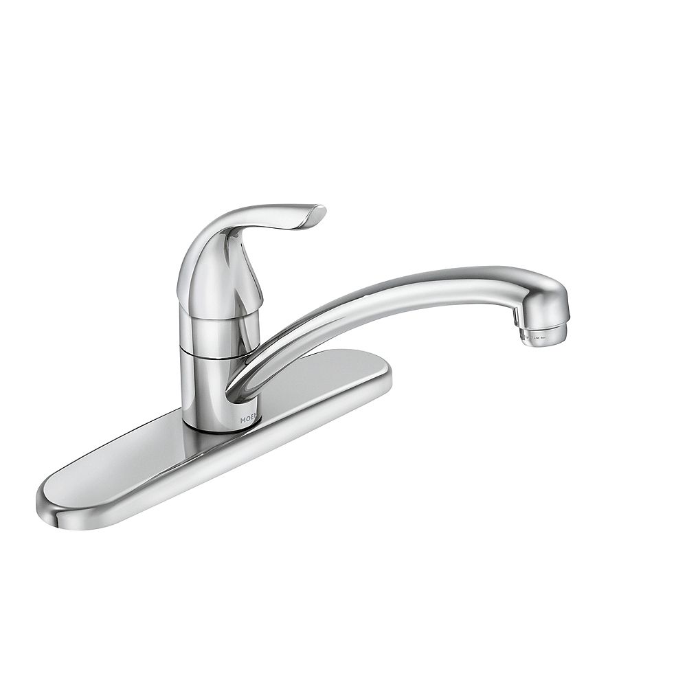 Moen Adler Single Handle Low Arc Standard Kitchen Faucet In Chrome The Home Depot Canada