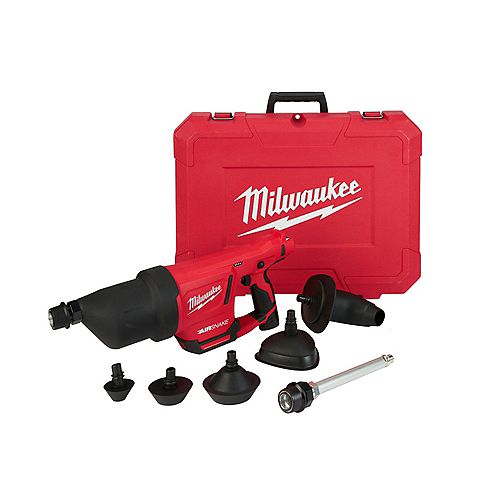 M12 12V Li-Ion Cordless Drain Cleaning Airsnake Air Gun (Tool-Only) w/2Ah Battery,Toilet Attachments