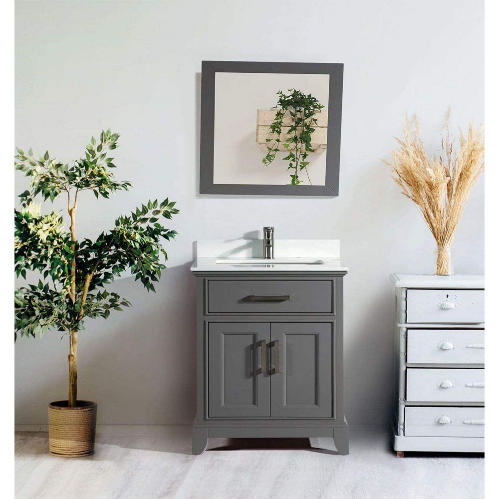 Vanity Art Genoa 30 Inch Vanity In Grey With Single Basin Vanity Top In White Phoenix Ston The Home Depot Canada