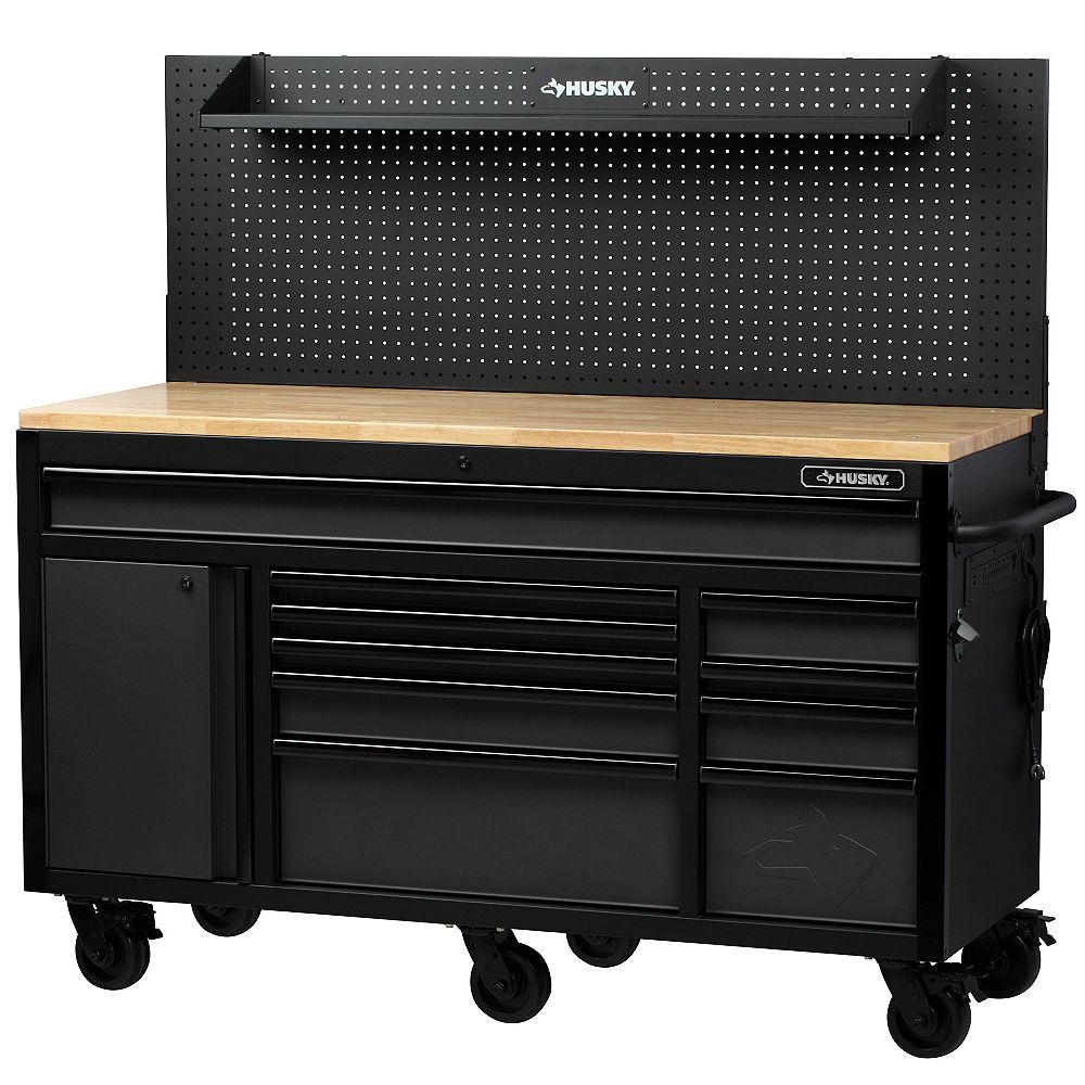 Husky Heavy Duty 61 Inch W X 23 Inch D 10 Drawer 1 Door Tool Storage Chest Mobile Workbenc The Home Depot Canada