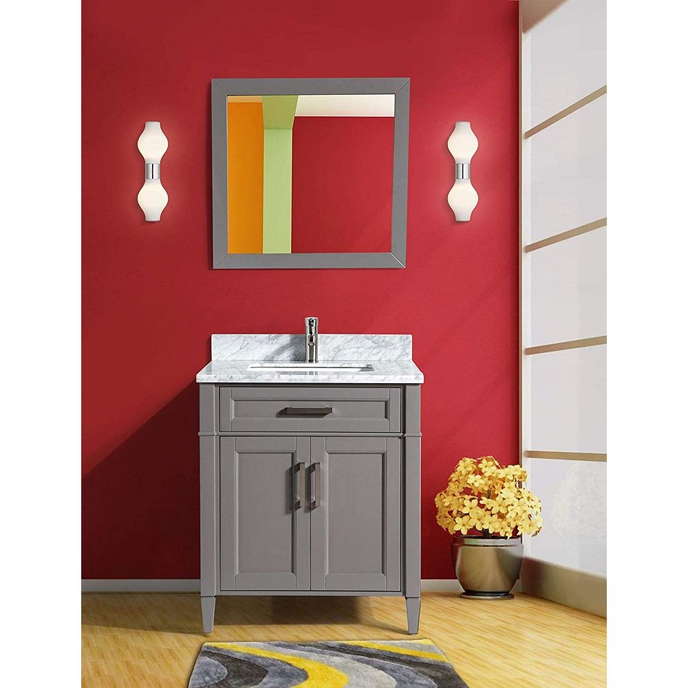 Grey With Single Basin Vanity Top, 30 Wide Bathroom Vanity Top