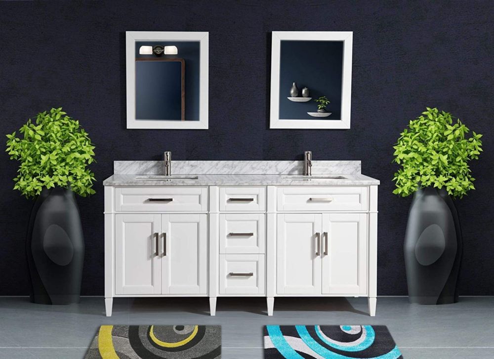 Vanity Art Savona 72 Inch Vanity In White With Double Basin Vanity Top   P 1001239617 