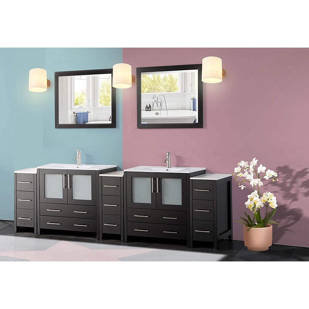 Vanity Art Brescia 96 inch Bathroom Vanity in Espresso with Double