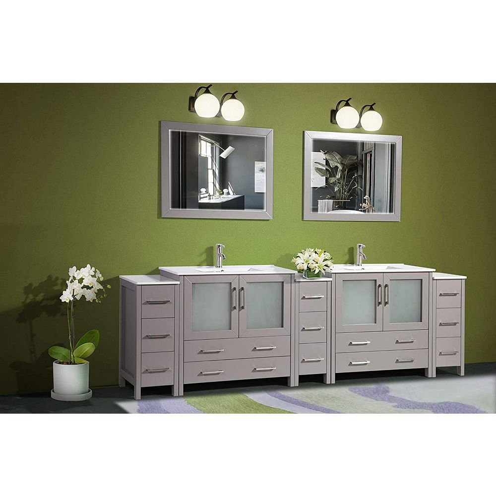 Vanity Art Brescia 108 Inch Bathroom Vanity In Grey With Double Basin Vanity Top In White The Home Depot Canada