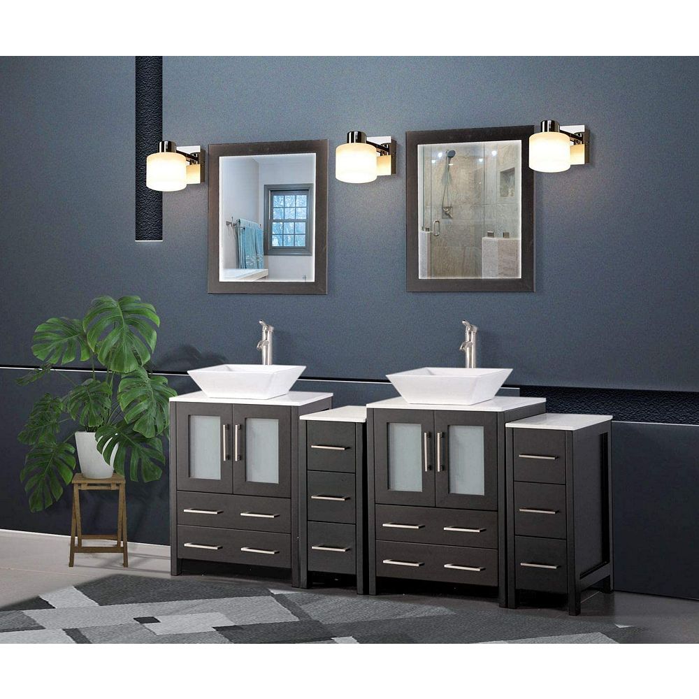 Vanity Art Ravenna 72 Inch Bathroom Vanity In Espresso With Double Basin Top In White Cera The Home Depot Canada