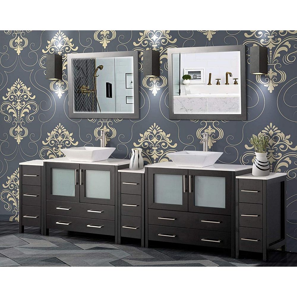 Vanity Art Ravenna 108 Inch Bathroom Vanity In Espresso With Double Basin Top In White Cer The Home Depot Canada