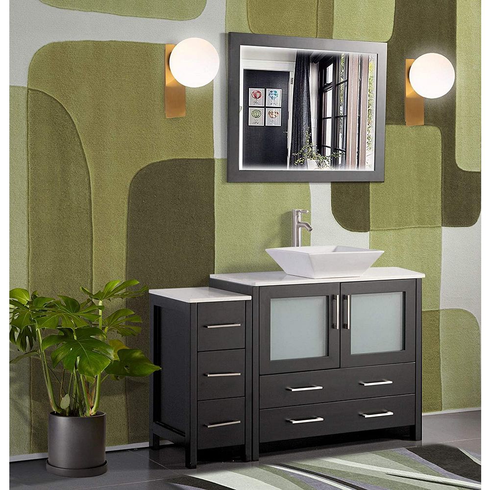 Vanity Art Ravenna 48 Inch Bathroom Vanity In Espresso With Single Basin Vanity Top In Whi The Home Depot Canada