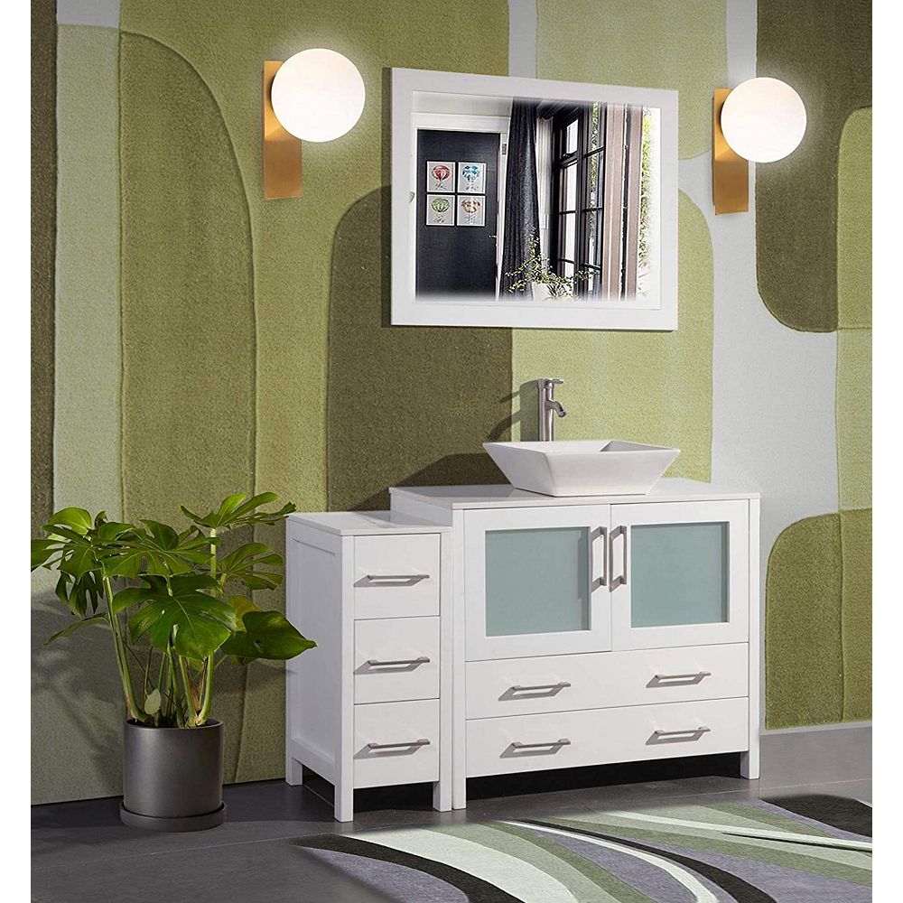Vanity Art Ravenna 48 Inch Bathroom In White With Single Basin Top The Home Depot Canada Vanity Art Ravenna 48 Inch Bathroom, Bathroom Vanity Mirror 48 Inches Wide