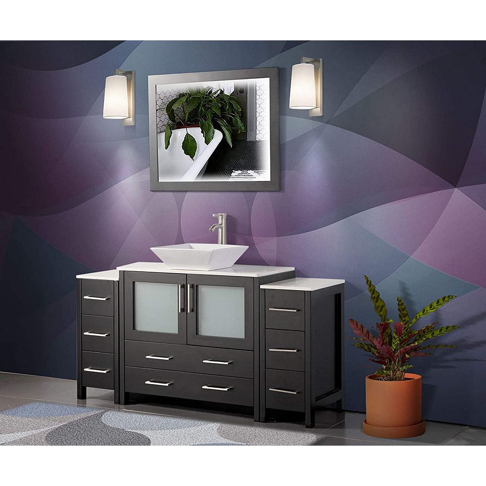 Vanity Art Ravenna 60 Inch Bathroom Vanity In Espresso With Single Basin Vanity Top In Whi The Home Depot Canada
