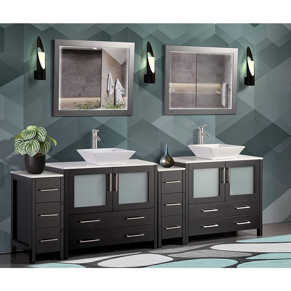 Vanity Art Ravenna 96 In Bathroom Vanity In Espresso With Double Basin Vanity Top In White 