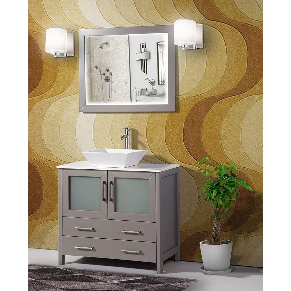 Vanity Art Ravenna 36 Inch Bathroom Vanity In Grey With Single Vanity Art Ravenna 36 Inch Bathroom Vanity In Grey With Single