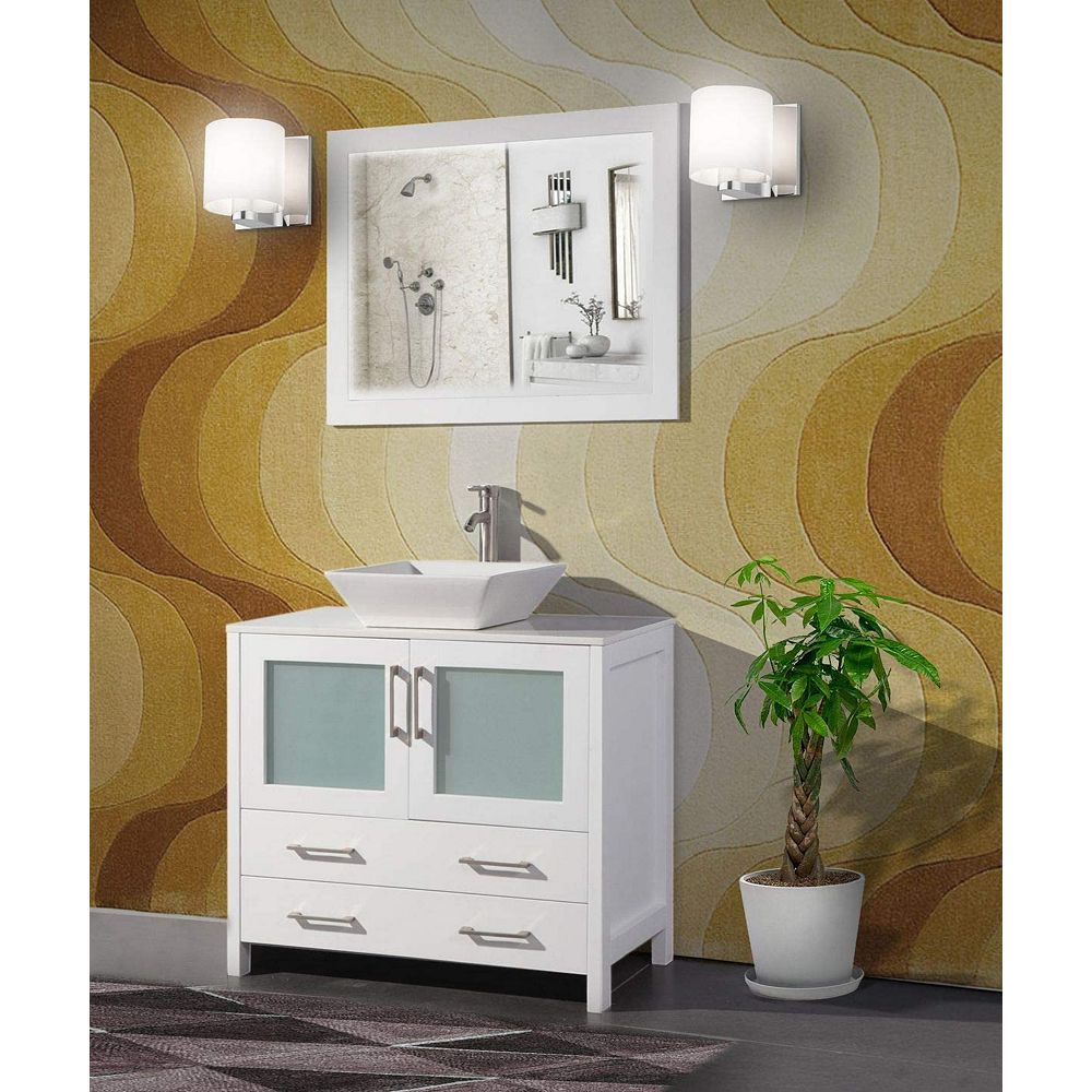 Vanity Art Ravenna 36 Inch Bathroom Vanity In White With Single Basin Vanity Top In White The Home Depot Canada