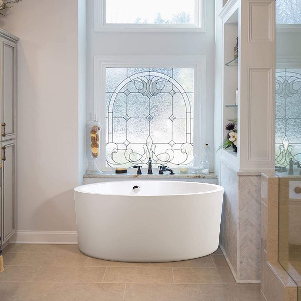 Vanity Art Freestanding acrylic bathtub with polished chrome round