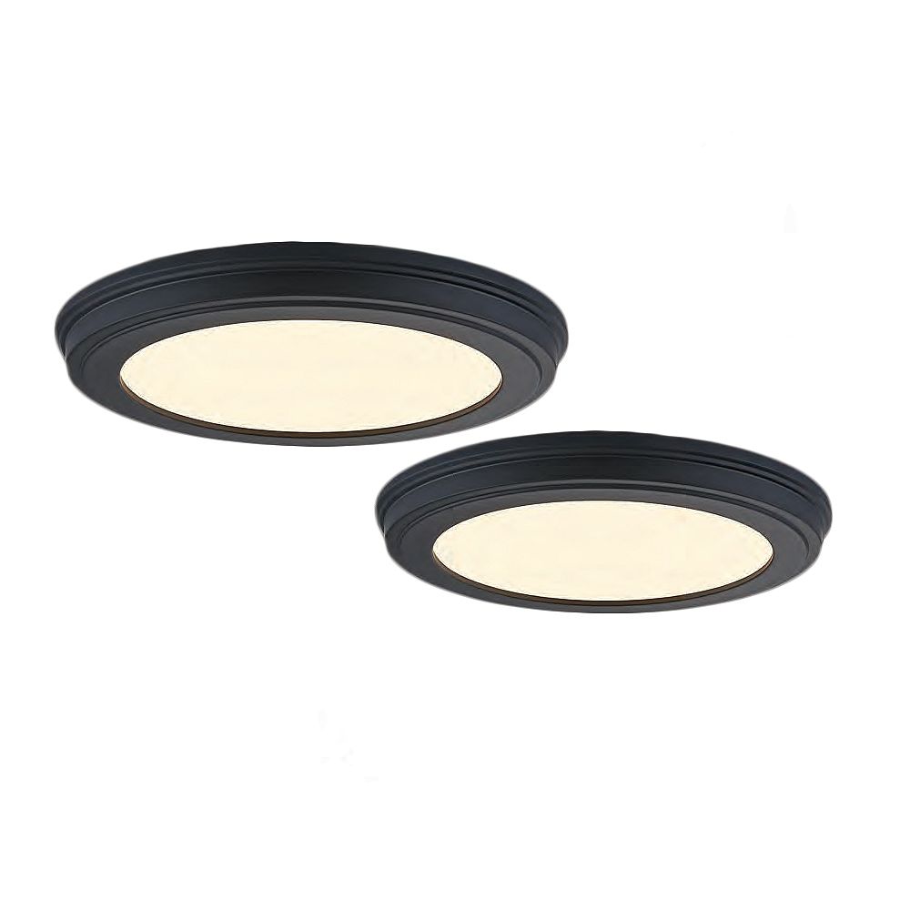 Commercial Electric 13in. LED Colour Changing Matte Black Flushmount