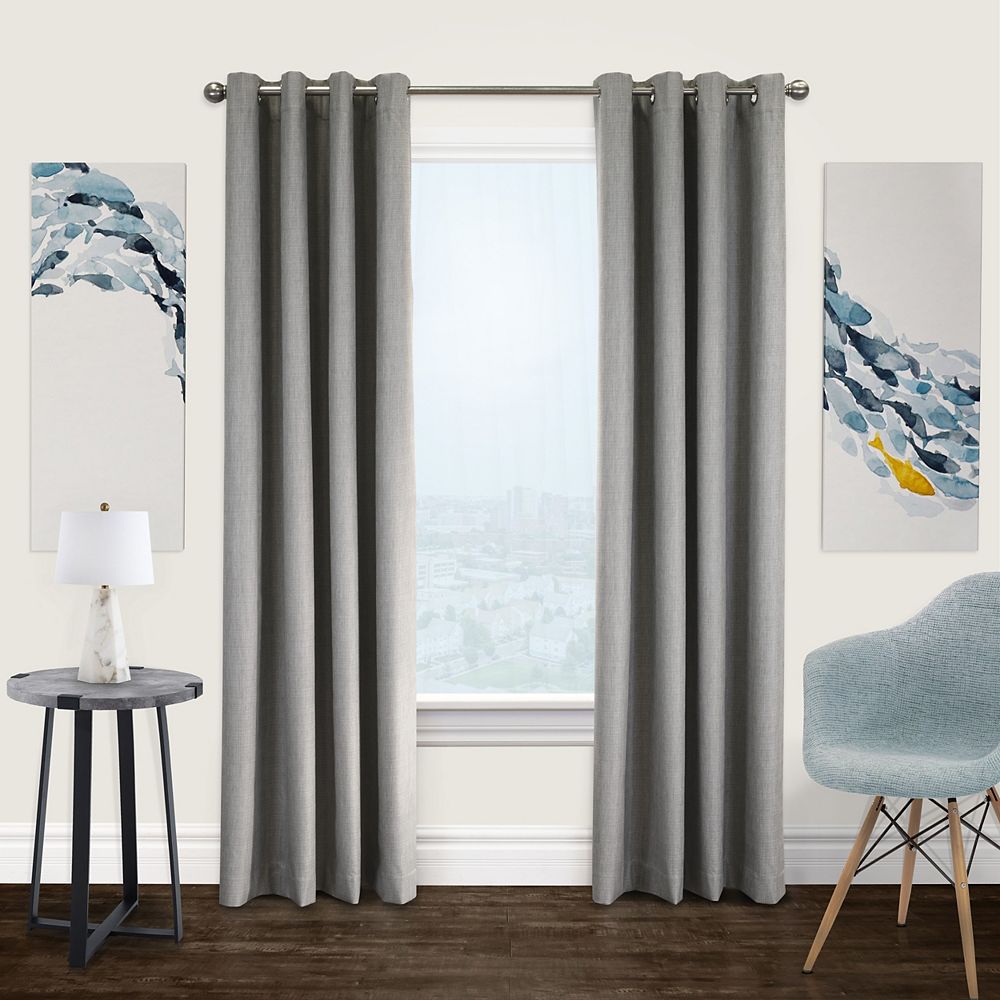 Thermaplus Newberry Total Blackout Grommet Curtain Panel - 52" W x 84" L in Greige | The Home