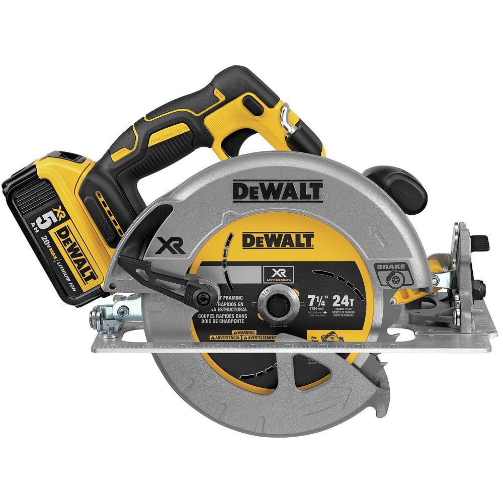 Dewalt Scie Circulaire 20v Max Sans Fil Au Lithium Ion De 7 1 4 Pouces Avec Batterie 5ah Home Depot Canada