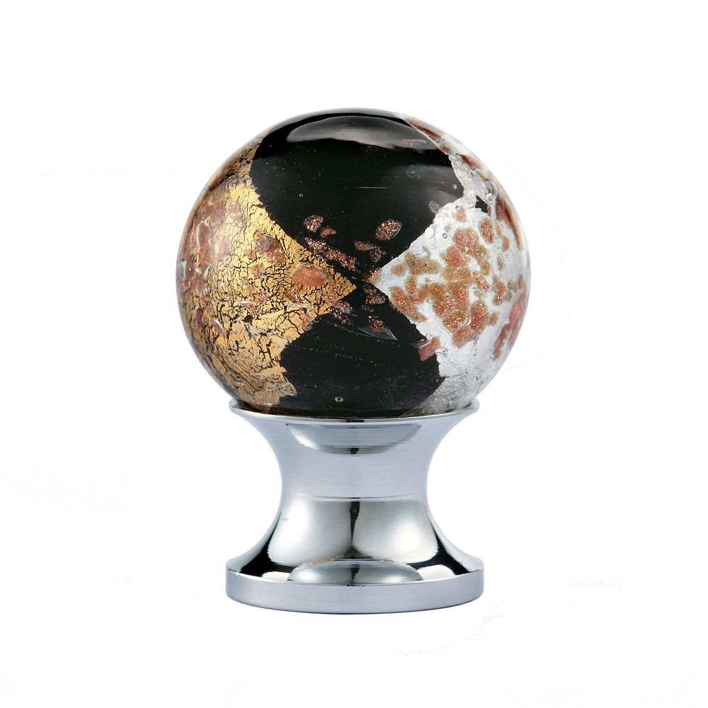 Novalee 1 Inch Black Gold Round Blown Glass Cabinet Knob The Home Depot Canada