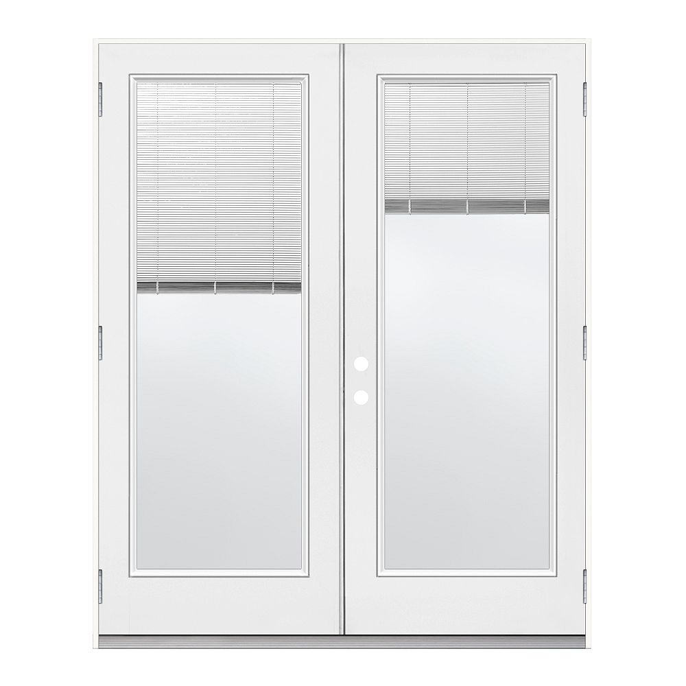 JELDWEN Windows & Doors 5 ft. French Door, Full Lite Mini Blind , LowE