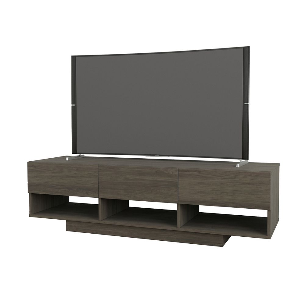 Nexera Rustik 60 Inch Tv Stand In Bark Grey The Home Depot Canada