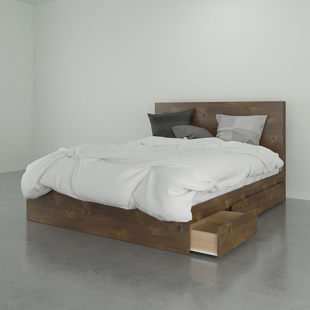 Nexera Nocce Queen Storage Bed With Headboard Truffle The Home Depot Canada