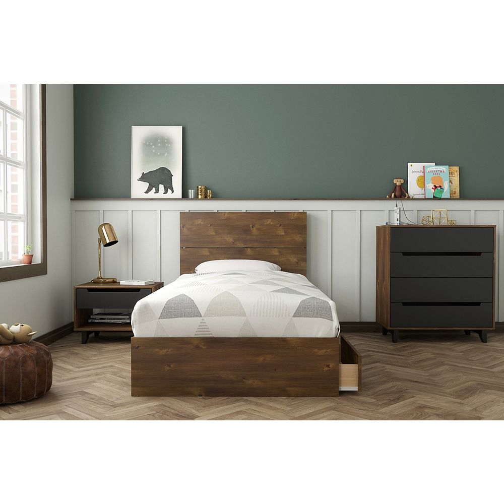 Nexera Oscuro Twin Bedroom Set, Truffle and Black The Home Depot Canada