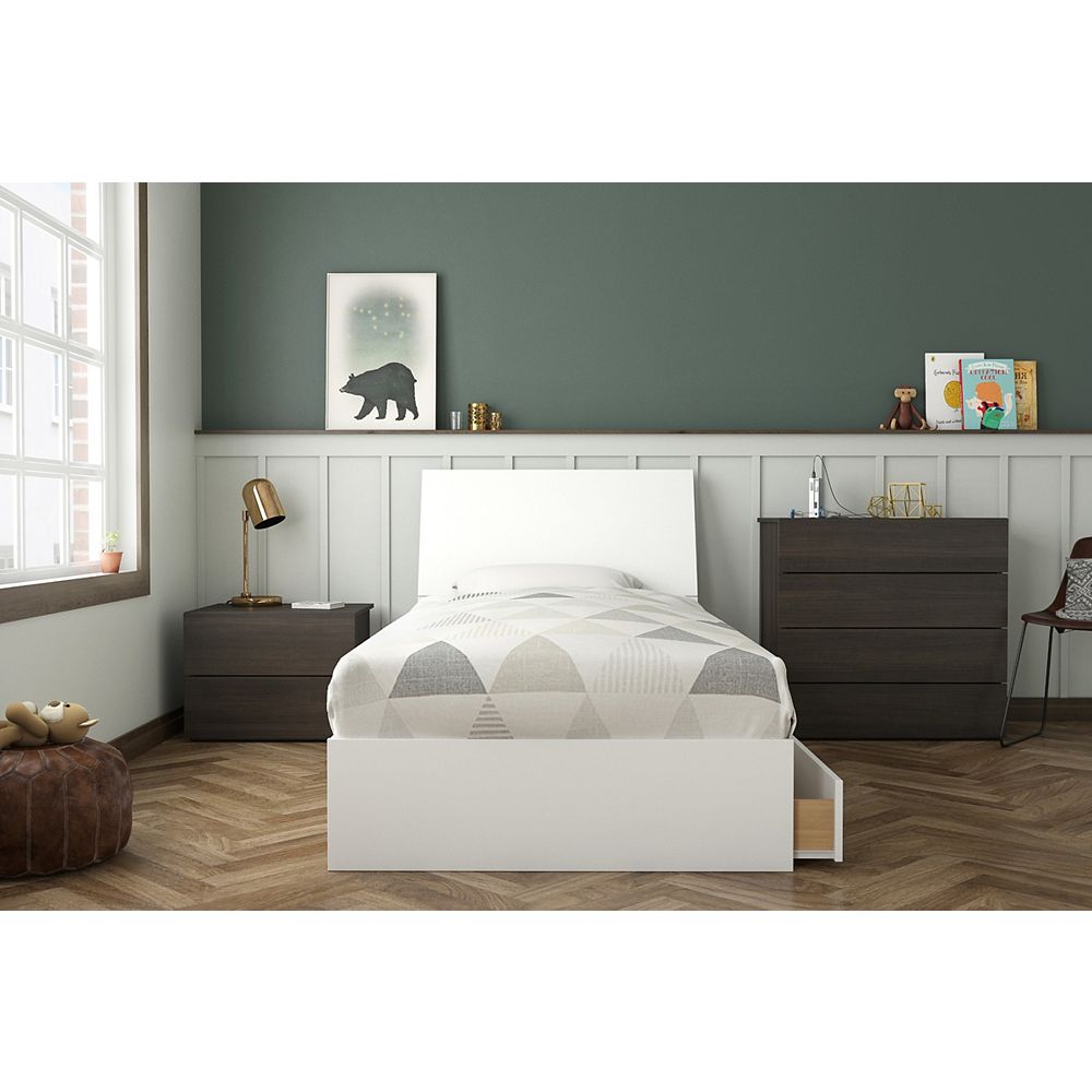 Nexera Icon 4 Piece Twin Size Bedroom, Twin Size Mattress Bed Set