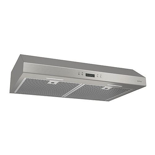 30-inch Under Cabinet Range Hood, 450 CFM with Ductless Option (Charcoal Filter Sold Separately) in Stainless Steel