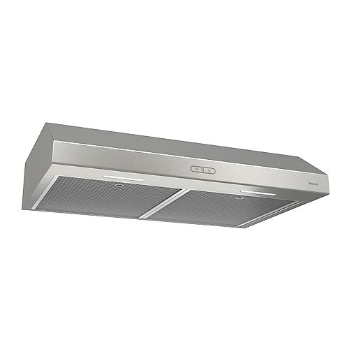 30-inch Under Cabinet Range Hood, 300 CFM with Ductless Option (Charcoal Filter Sold Separately) in Stainless Steel