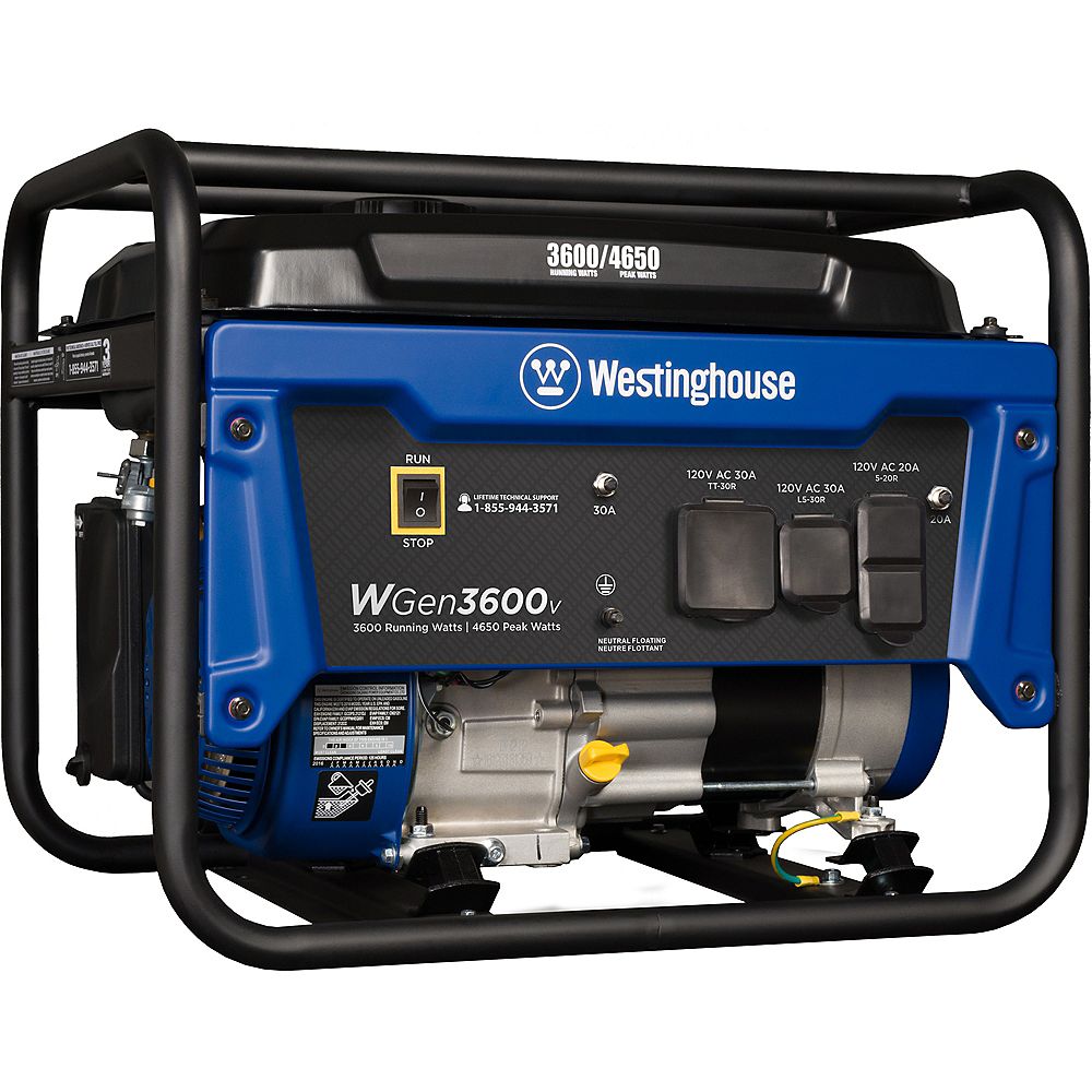 Westinghouse Wgen3600v 4 650 3 600 Watt Gasoline Powered Rv Ready Portable Generator With The Home Depot Canada