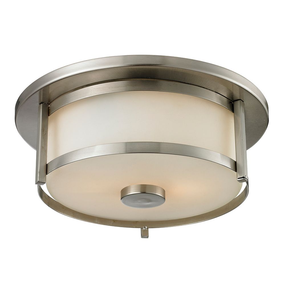 Filament Design 2-Light Brushed Nickel Flush Mount with Matte Opal ...