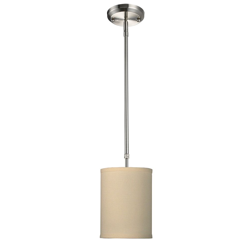 Filament Design 1 Light Brushed Nickel Mini Pendant With Crème Linen