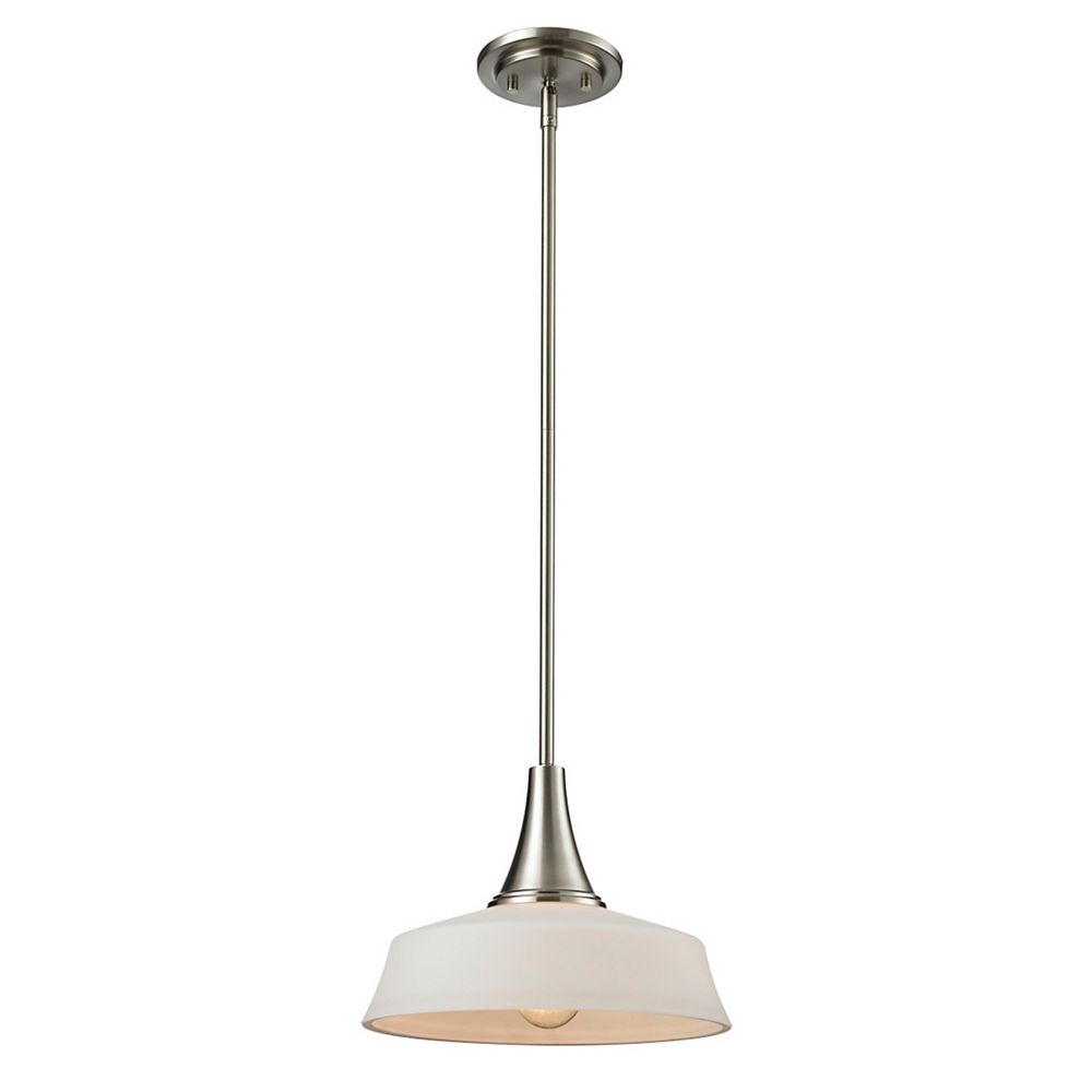 Filament Design 1 Light Brushed Nickel Mini Pendant With Matte Opal Glass 12 Inch The Home