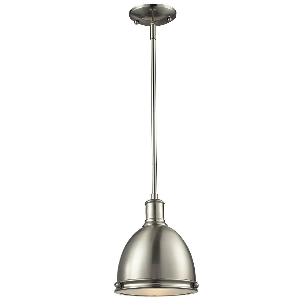 Filament Design 1 Light Brushed Nickel Mini Pendant With Brushed Nickel Steel Shade 8 In