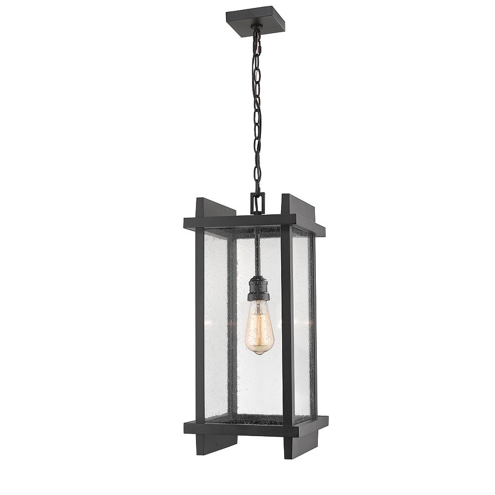 Filament Design 1Light Black Outdoor Pendant with Clear Seedy Glass 10 inch The Home Depot