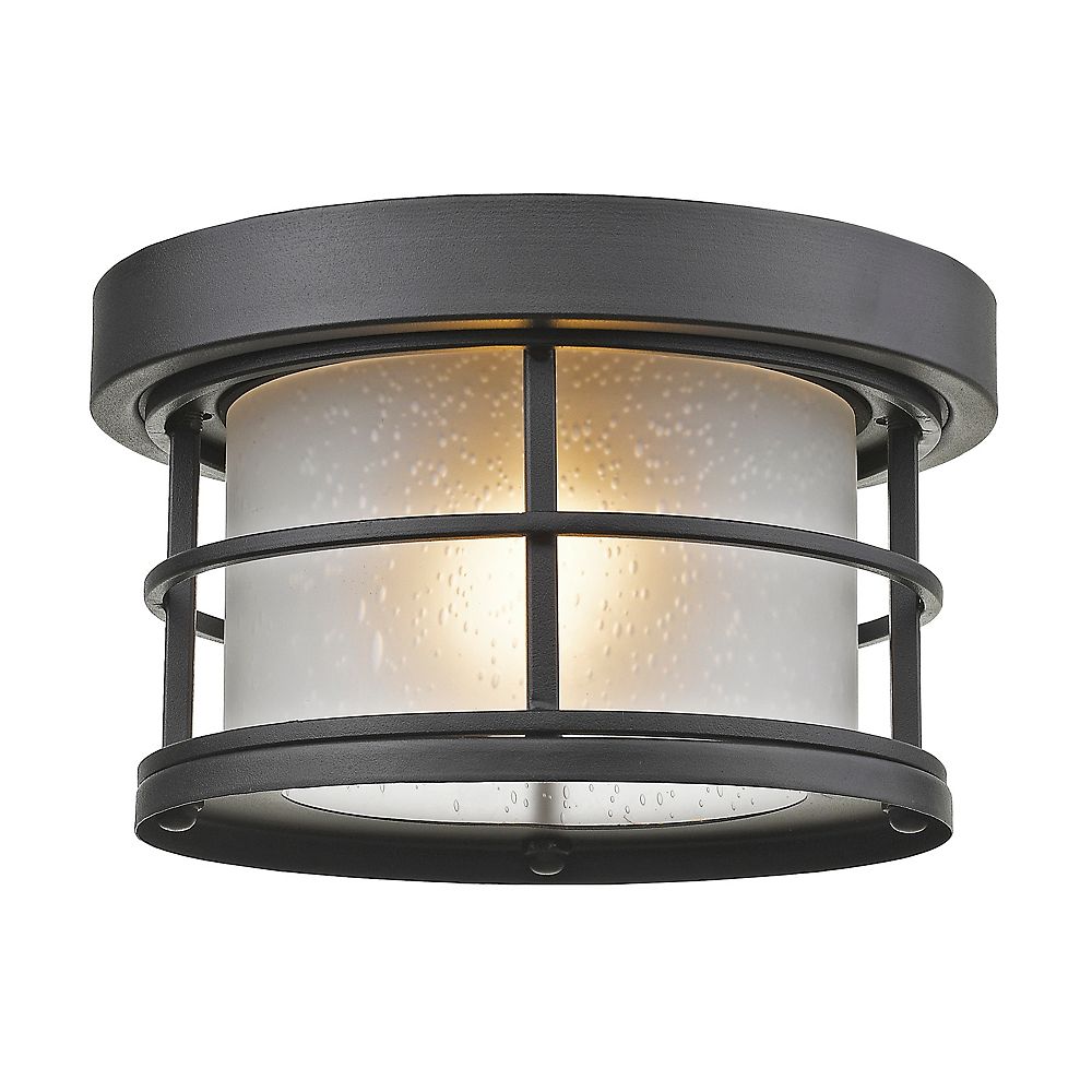 Filament Design 1 Light Black Outdoor Flush Ceiling Mount Fixture With