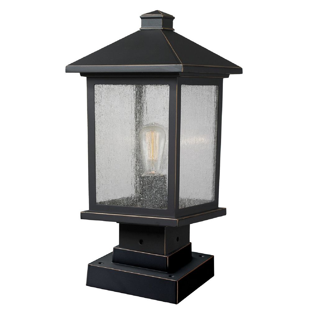 Filament Design 1Light Oil Rubbed Bronze Outdoor Pier Mount Light with Clear Seedy Glass